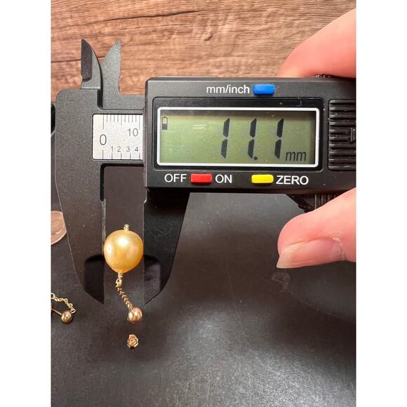 14k yellow gold South Seas Pearl dangle earrings - Picture 12 of 14